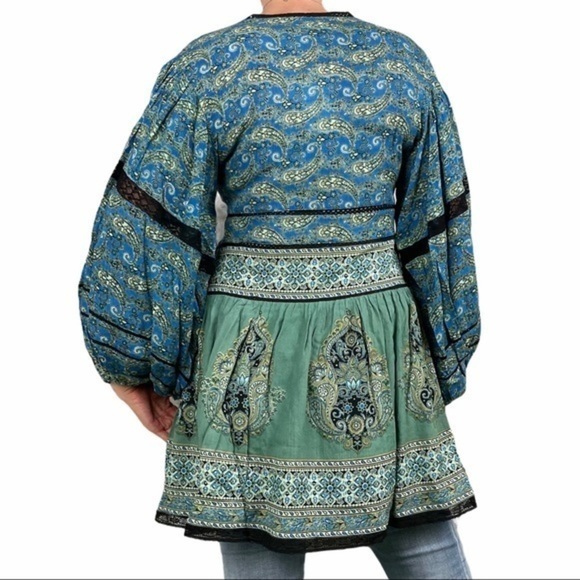 FREE PEOPLE Blue Scarf-Print Luna Tunic XS - Picture 5 of 17